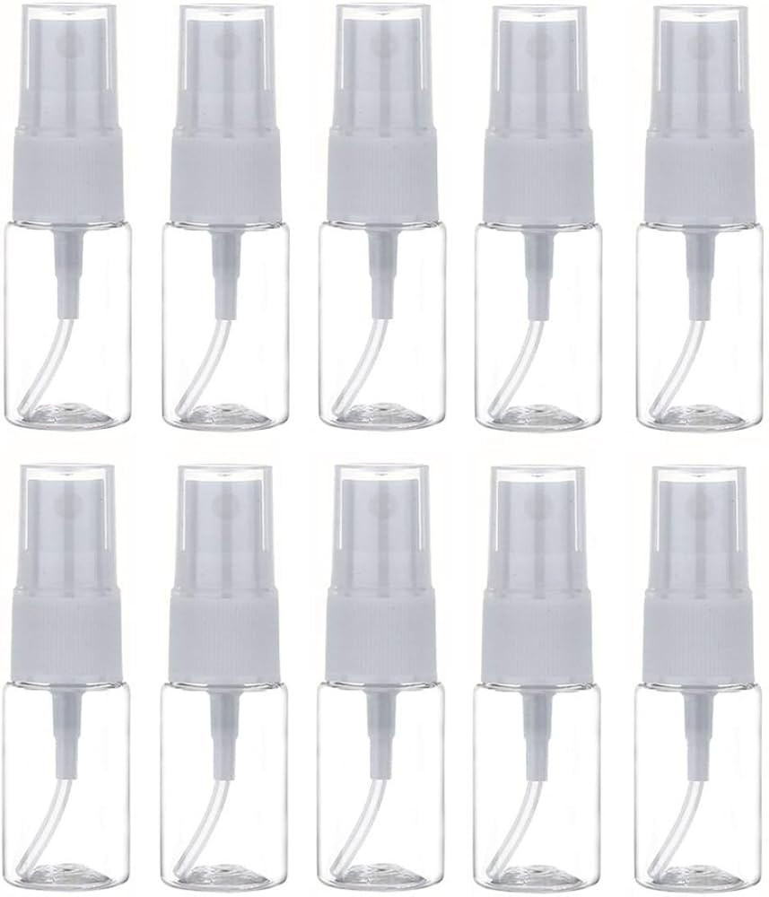 10 Pack 10ml/0.35oz Fine Mist Spray Bottle Clear Plastic Mini Spray Bottle for Essential Oils Mak... | Amazon (US)
