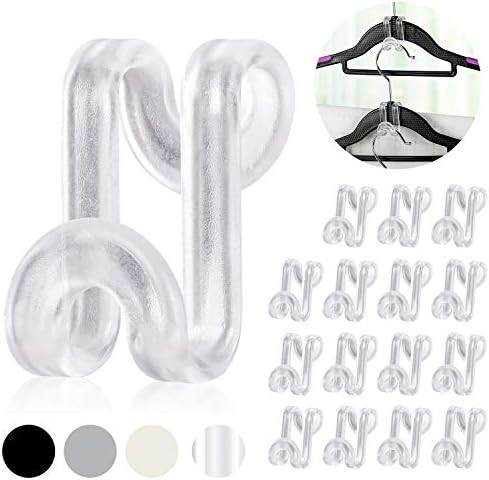 60 Pack Space Saving Hanger Hooks, Connector Hooks for Closet, Clear | Amazon (US)