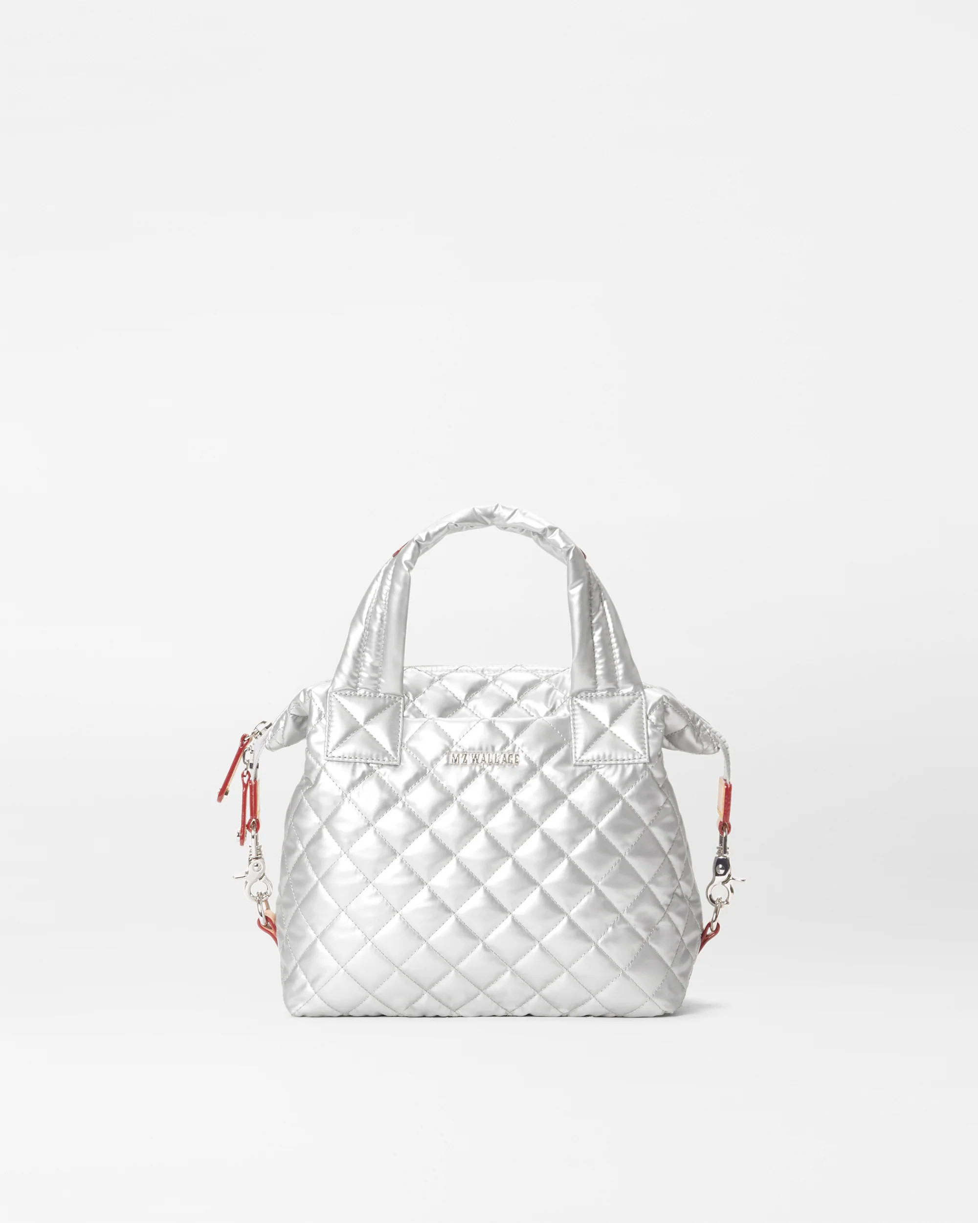 Small Sutton Deluxe Quilted Crossbody Bag in Matte Silver | MZ Wallace | MZ Wallace