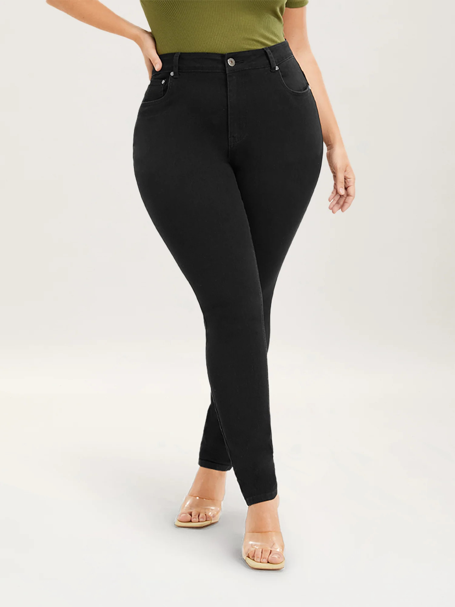 Skinny Very Stretchy High Rise Black Wash Sculpt Waist Jeans | Bloomchic