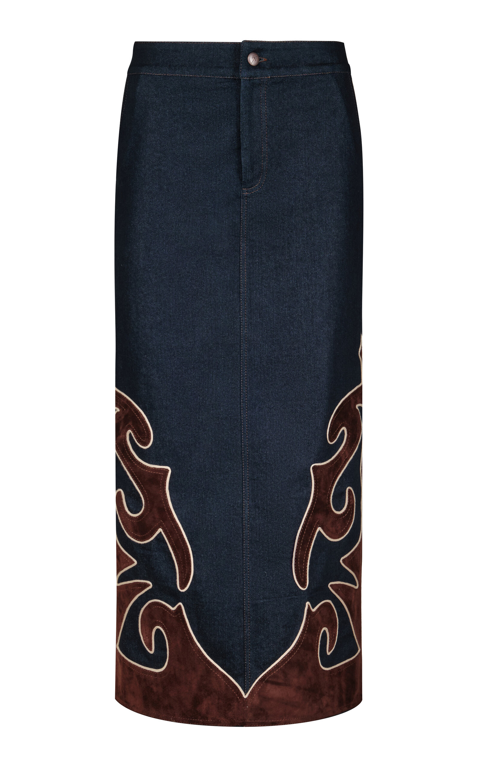 Time On My Side Embroidered Denim Maxi Skirt | Moda Operandi (Global)
