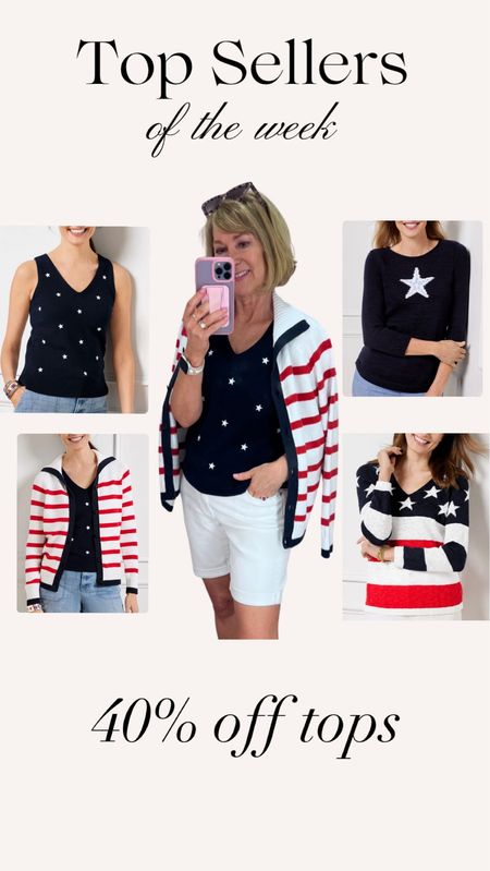 #2 Best Seller was this sweater vest with stars. Good news is all these great tops for July 4th are 40% off today!!! 🇺🇸


#LTKOver40 #LTKSeasonal #LTKSaleAlert
