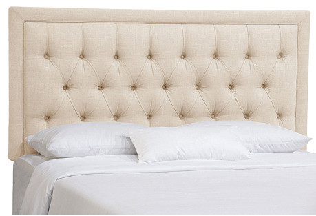 Alix Tufted Headboard, Talc Linen | One Kings Lane