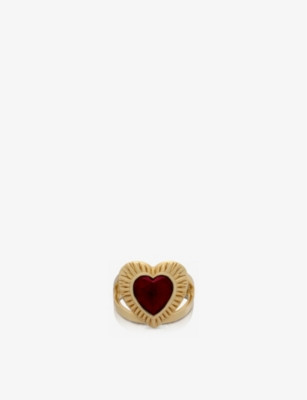 RACHEL JACKSON - Heart 22ct yellow gold-plated sterling-silver and garnet ring | Selfridges.com | Selfridges
