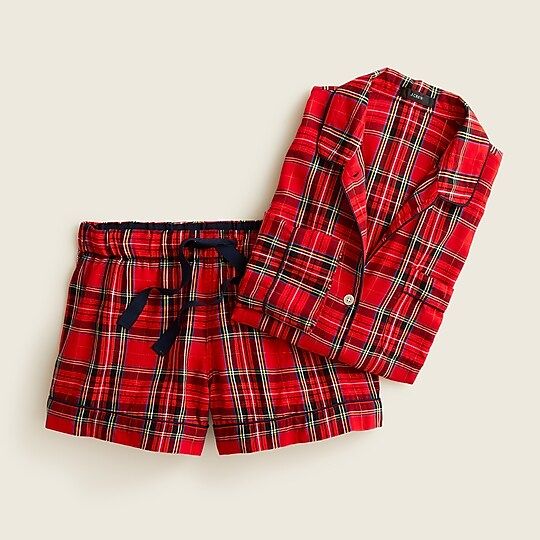Flannel pajama short set in Good Tidings plaid | J.Crew US
