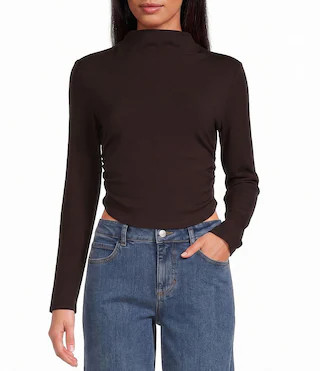 Gianni Bini Daily Long Sleeve Mock Neck Crop Top - XS | Dillard's