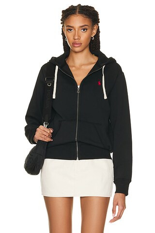 Polo Ralph Lauren Fleece Full-Zip Hoodie in Polo Black | FWRD | FWRD 