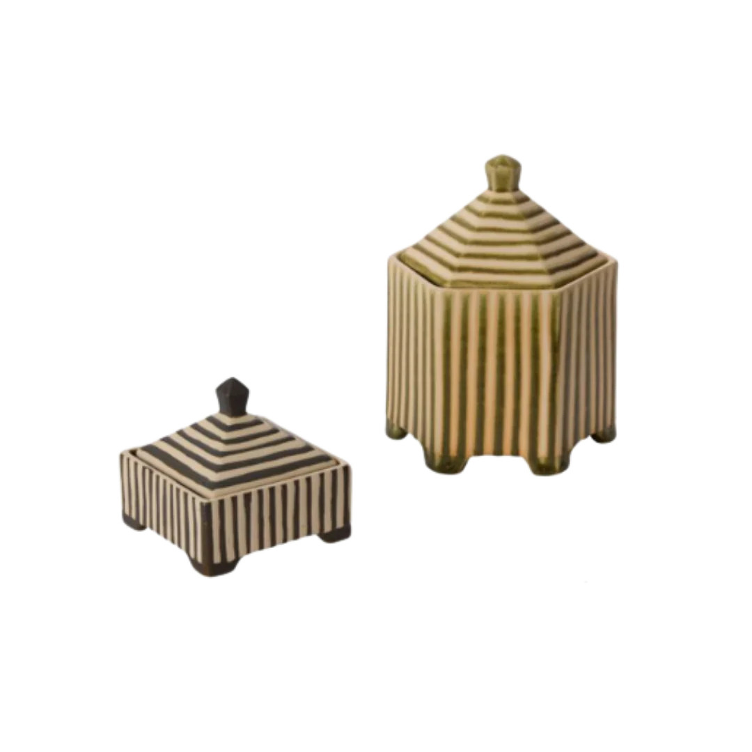 Striped Decorative Ceramic Box | By Luxe B Co. | luxe bCO