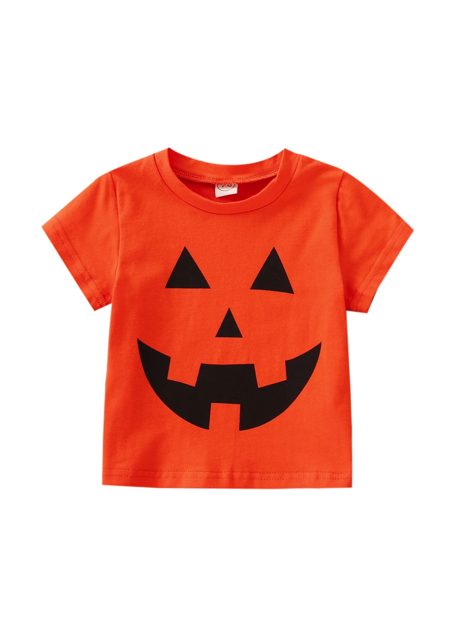 Toddler Baby Boy Girl Halloween Pumpkin Outfit Cute Face T-shirt Top Short Sleeve Pullover Clothe... | Walmart (US)