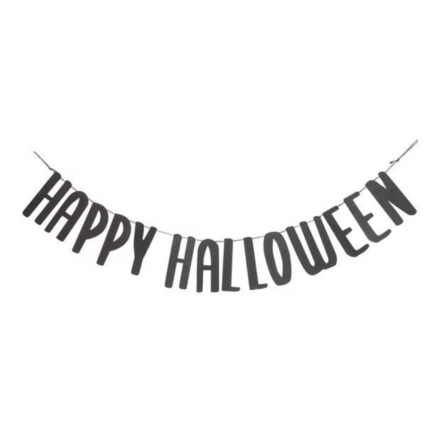Transpac Metal 47.24 in. Black Halloween Happy Halloween Banner | Target
