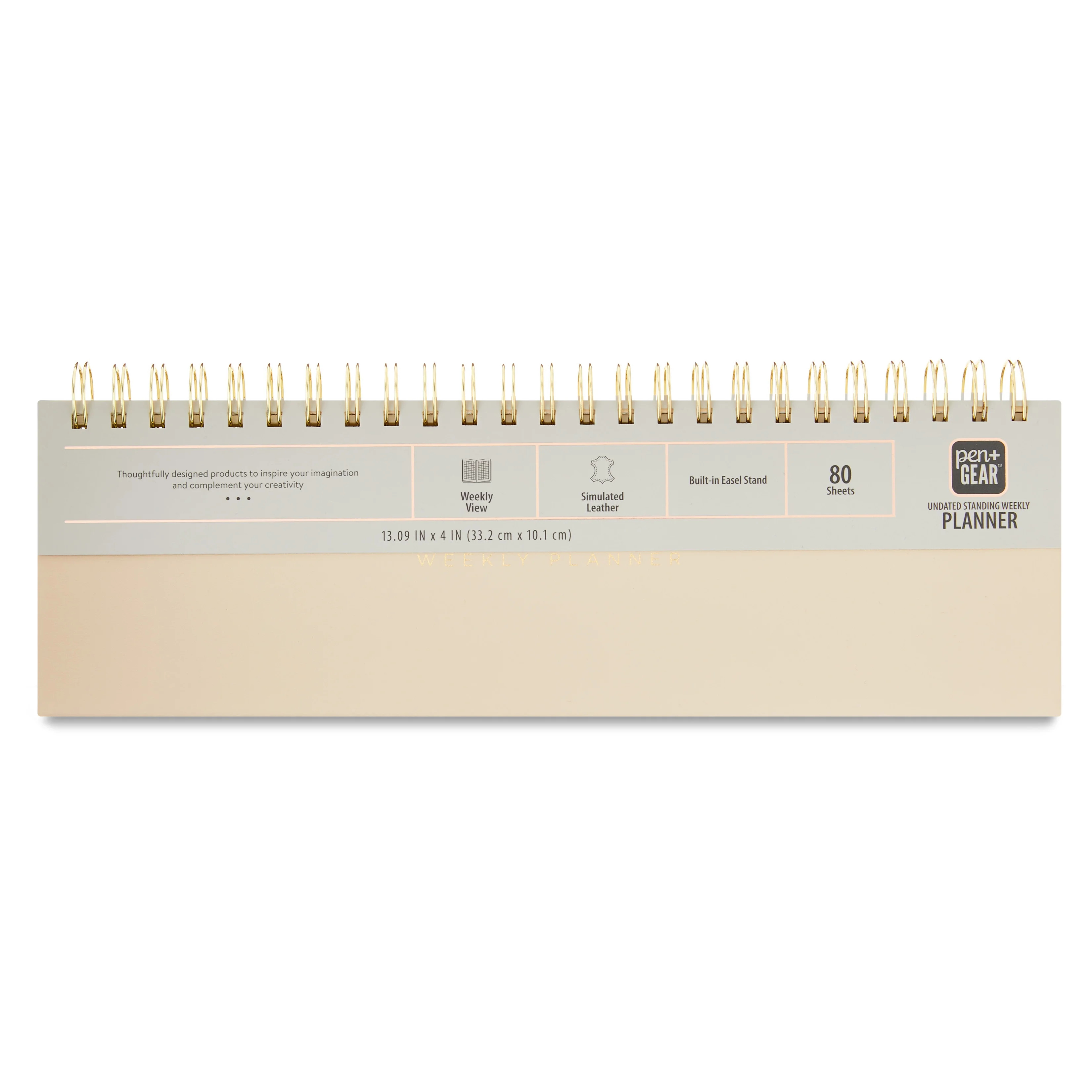 Pen+Gear Weekly Undated Simulated Leather Standup Planner, Dusky Taupe, 13 in x 4 in, 80 Sheets | Walmart (US)