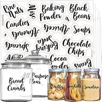 Talented Kitchen 135 Cursive Pantry Labels – 135 Main Ingredients – Food Pantry Label Sticker... | Amazon (US)