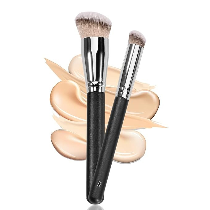 Under Eye Concealer Brush & Foundation Brush for Liquid Makeup, 2PCS Dense Synthetic Angled Kabuk... | Amazon (US)