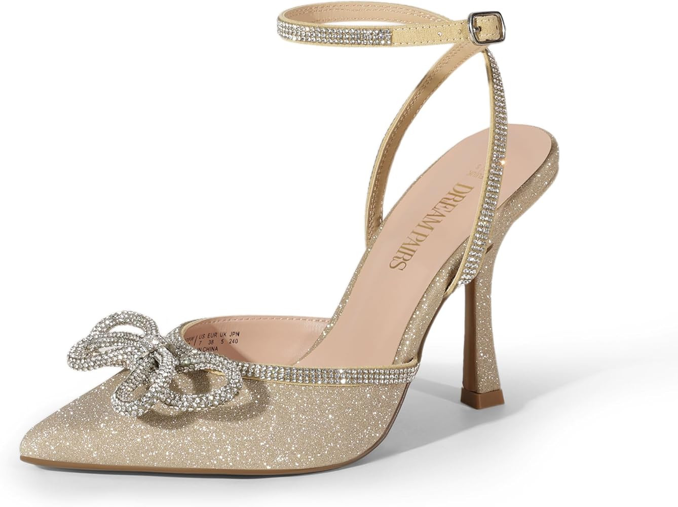 DREAM PAIRS Women's High Heels Destiny Closed Toe Strappy Heels Sexy Rhinestone Ankle Strap Pumps... | Amazon (US)