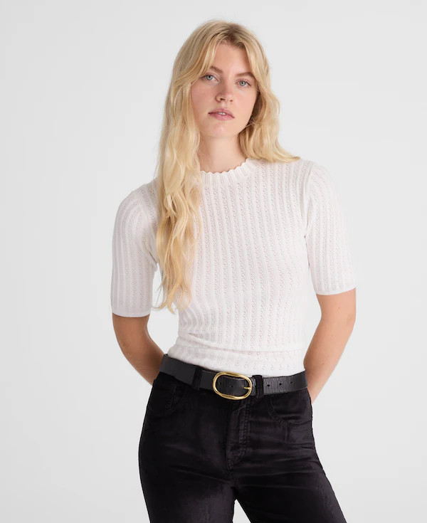 Pointelle-Stitch Mockneck Sweater Tee | Madewell