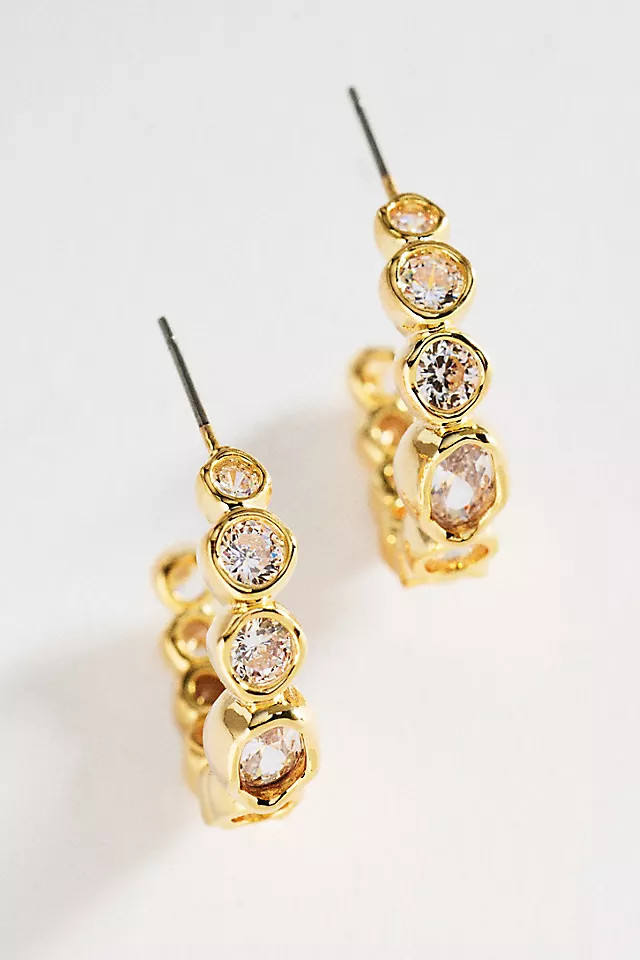 Bezel Crystal Hoop Earrings | Anthropologie (US)