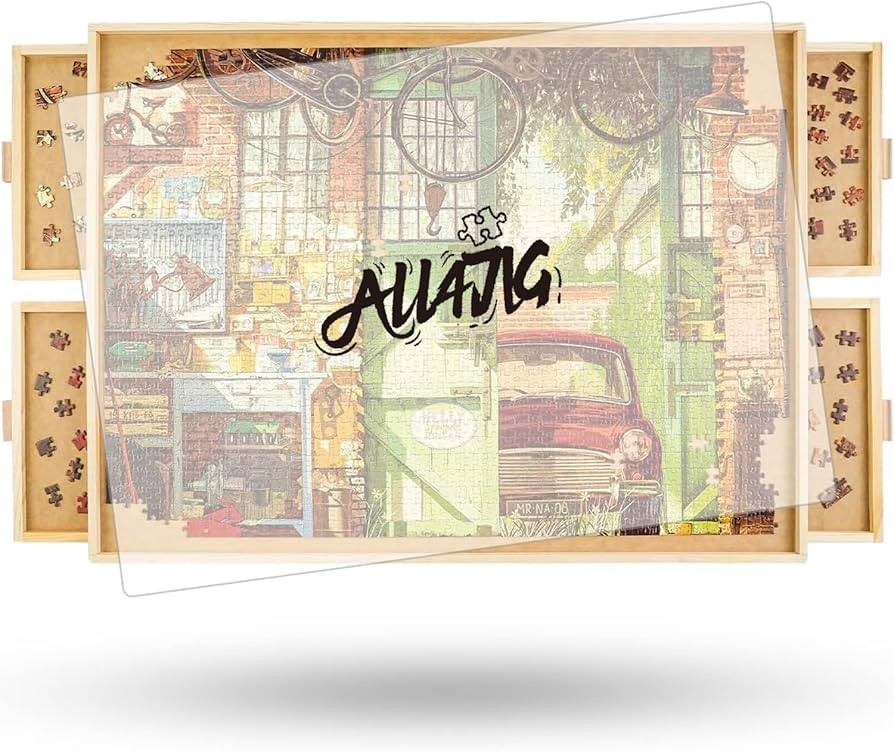 ALL4JIG 2000 Piece Rotating Puzzle Board with Drawers and Cover, 28.5"x40.1"Portable Wooden Jigsa... | Amazon (US)
