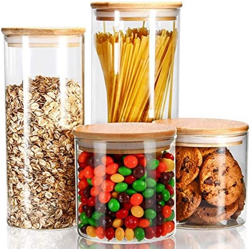 YULEER Airtight Food Storage Container, Glass Jars with Lid, Glass Jar for Serving Candy, Cookie,... | Amazon (US)