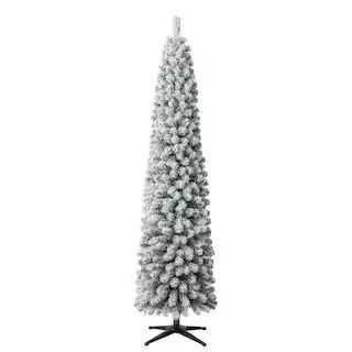 7ft. Pre-Lit Flocked Artificial Pencil Christmas Tree, Clear Lights by Ashland® | Michaels Stores