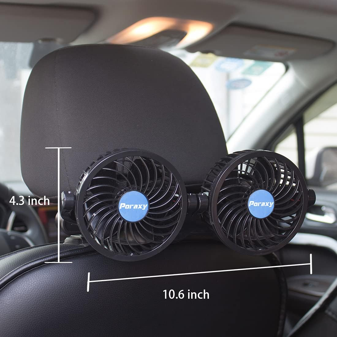 Poraxy Car Fan, 12V Electric Auto Cooling Fan for Backseat, Headrest 360 Degree Rotatable Dual He... | Amazon (US)
