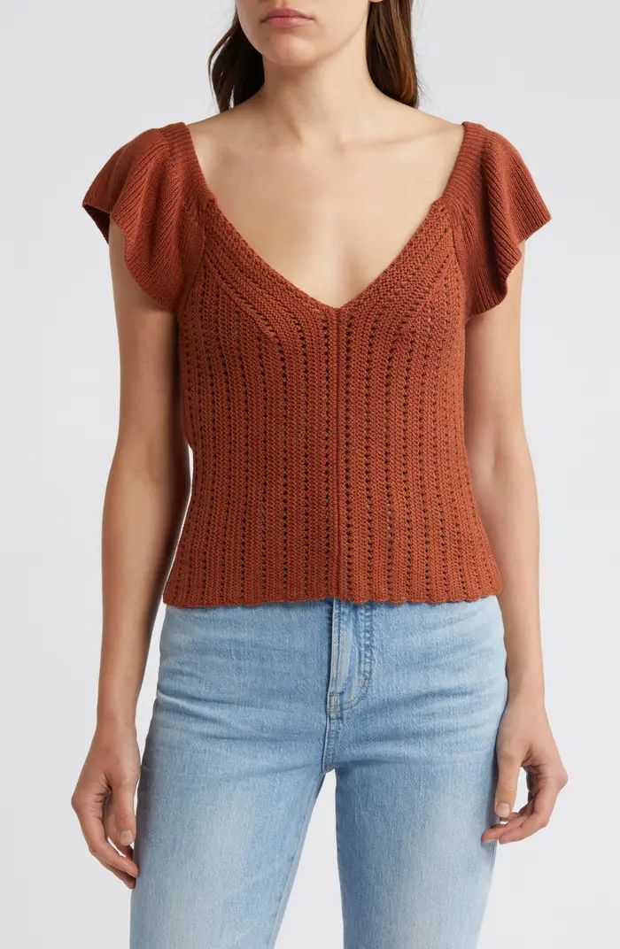 Open Stitch Linen Blend Sweater | Nordstrom