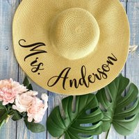Custom Floppy Hat | Beach With Name Personalized Mrs. Bridal Shower Gift Honeymoon | Etsy (US)