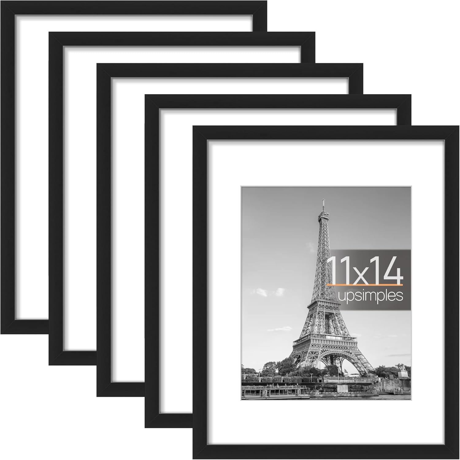 upsimples 11x14 Picture Frame Set of 5, Display Pictures 8x10 with Mat or 11x14 Without Mat, Wall... | Amazon (US)