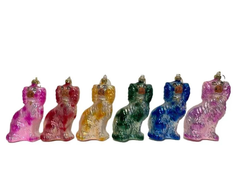 Large Glass Colorful Staffordshire Style Dog Figurine - Etsy | Etsy (US)