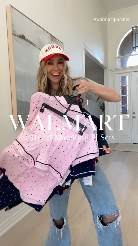 $16.97 Matching PJ sets from Walmart! I love this brand so much. Everything is so soft and comfy and the quality is amazing! 

@walmart @walmartfashion #walmartpartner #walmartfashion #walmart