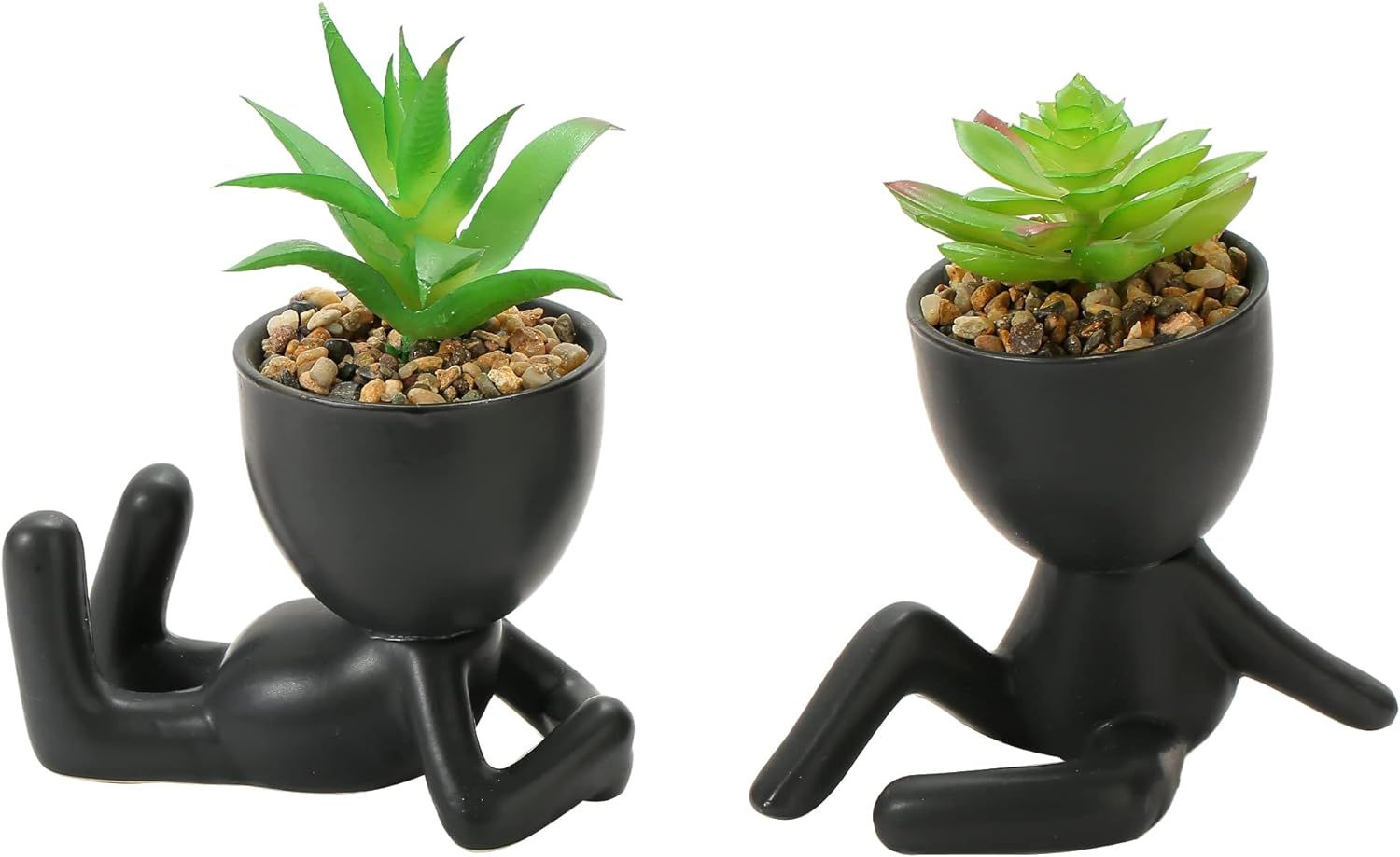 LIVEIN Human Body Planters Potted with Faux Succulents (2 Pieces). Cute Modern Black Nordic Pots ... | Amazon (US)