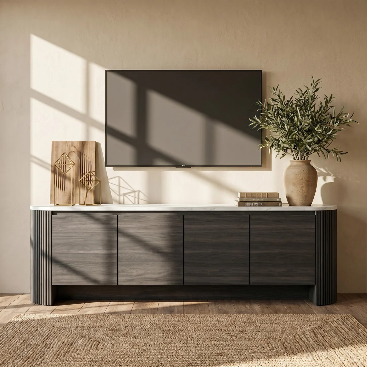 Cove Fluted 70.8" TV Stand for TVs up to 85", Entertainment Center With 4 Storage Cabinets | Wayfair North America