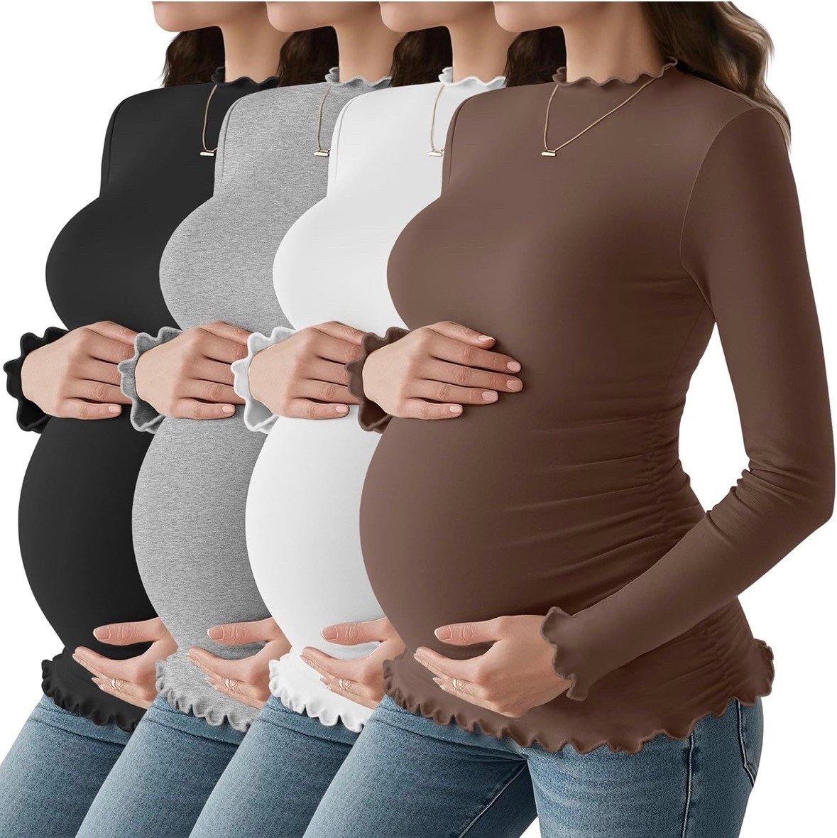 A pregnancy must have: maternity shirts! I did not think I would need “maternity” shirts but your regular shirts will be too short very quickly- and if you want to walk around with the belly out or showing the pregnancy band on your pants, all good! But I wanted something long enough to cover everything!

#LTKootd #LTKmomlife #LTKBump