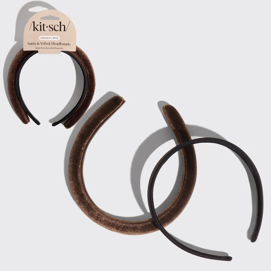 Black & Chocolate Satin & Velvet Headbands | Kitsch