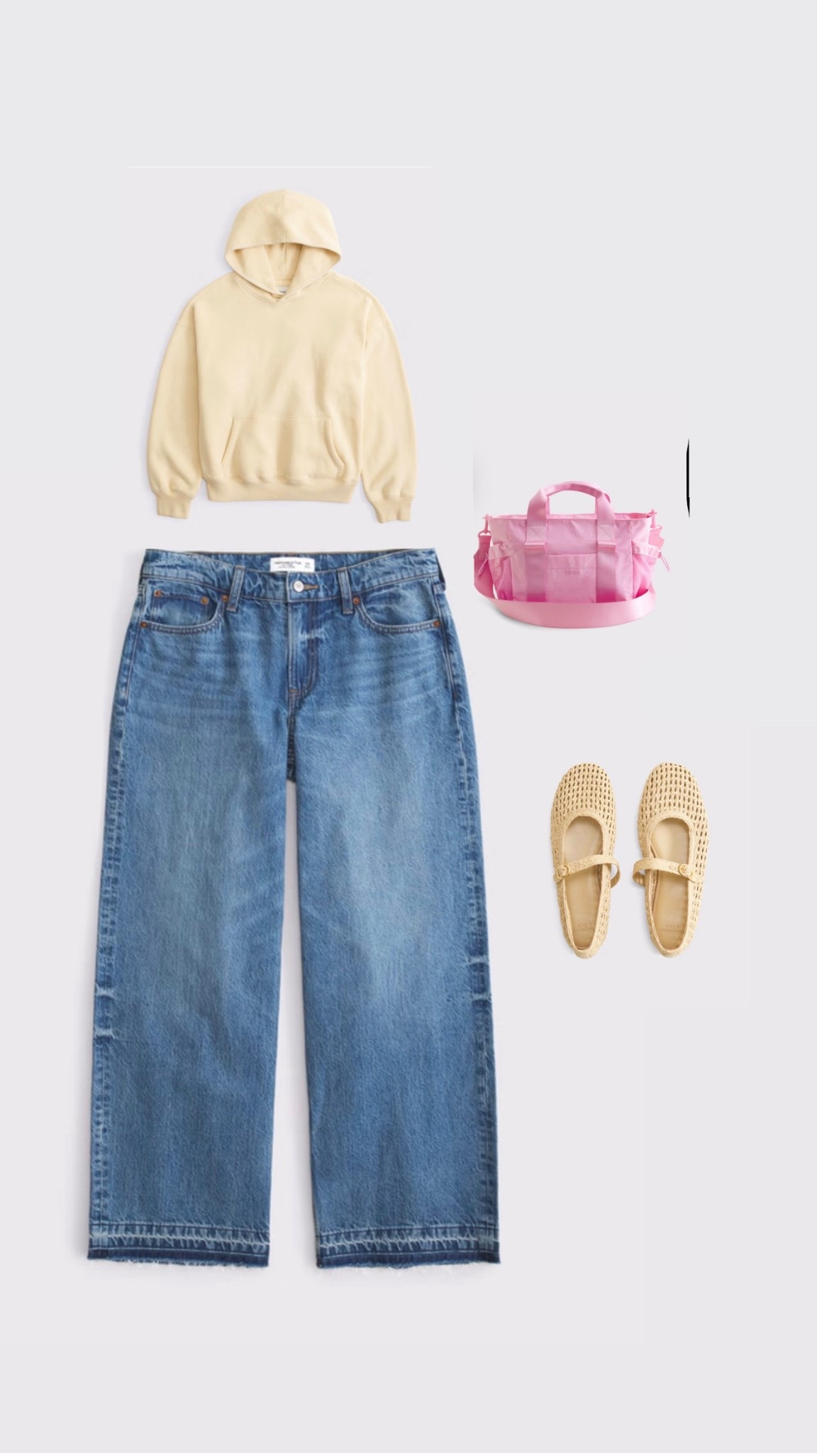 How to style Low Rise Ultra Loose Jeans: The rich blue denim pairs effortlessly with a soft creamy hoodie, creating a cozy base. Add a playful pop of pink with your bag to brighten up the look, while the woven cream flats keep it light and fresh—perfect for a casual day out with a fresh and fun color palette! @abercrombie #LowRiseJeans #UltraLooseFit #ColorPop #CozyChic #SpringVibes #CasualStyle #EffortlessLook

#LTKspring #LTKjeans #LTKXAbercrombieDenim