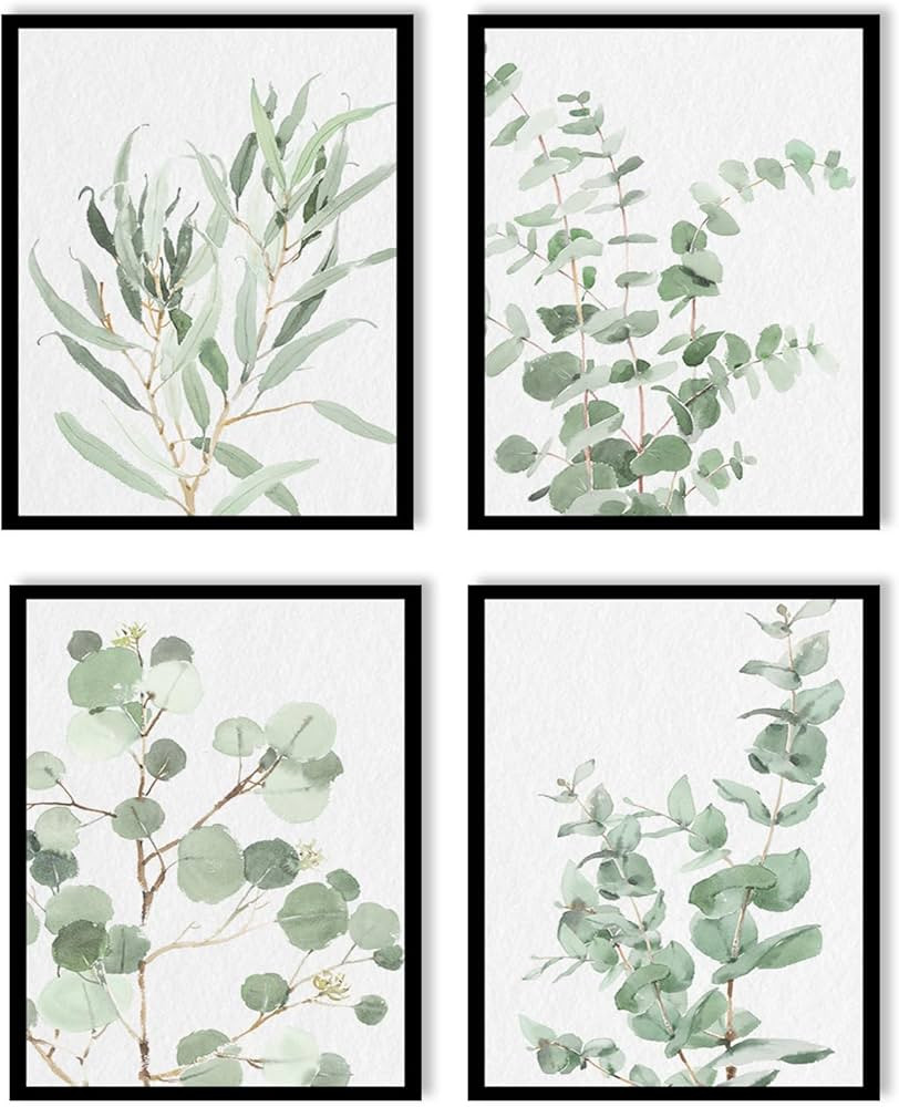 Botanical Prints Wall Art Framed: Sage Green Modern Farmhouse Wall Decor - Boho Wall Art for Bath... | Amazon (US)