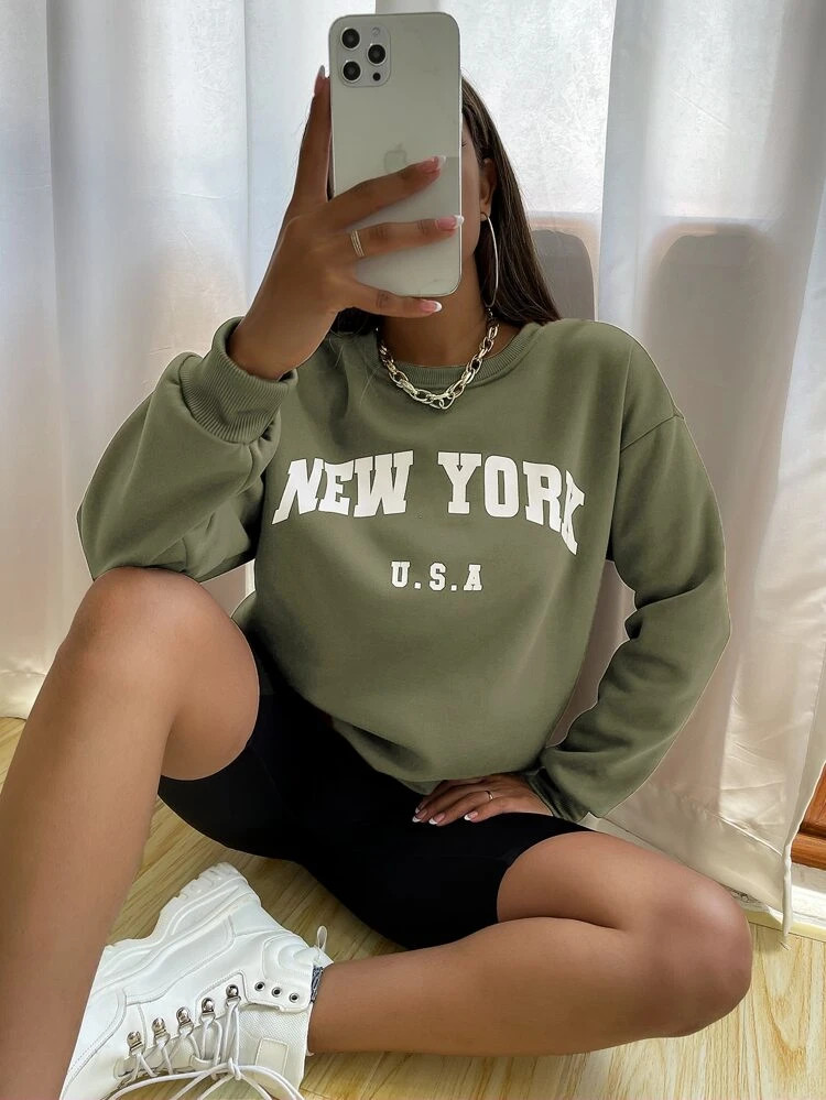 Drop Shoulder Letter Graphic Pullover | SHEIN