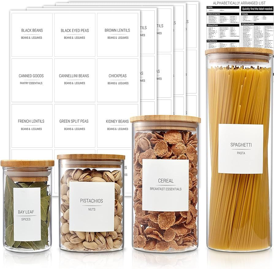 205 Kitchen Jars Labels l Minimalist Labels for Food Containers l Minimalist Black Text on White ... | Amazon (CA)