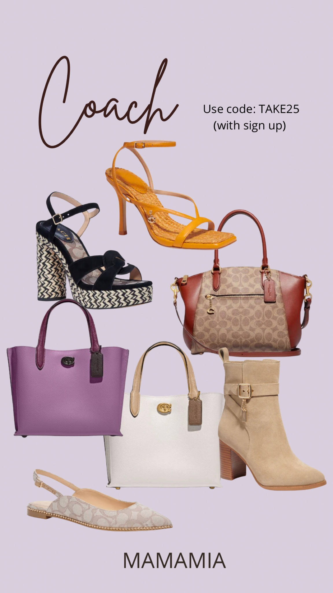 Coach Sale - signup for email and enter code TAKE25 for 25% off
#ltkshoecrush

#LTKitbag #LTKsalealert #LTKstyletip