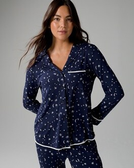 Long Sleeve Notch Collar Top | SOMA