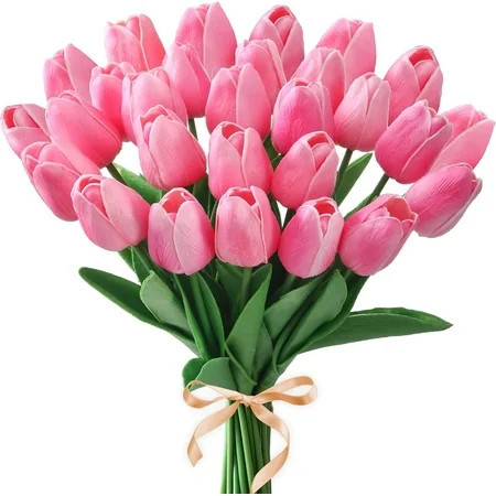 10Pcs Pink Tulips Real Touch Artificial Flowers Fake Flowers for Decoration Faux Flowers for Home Kitchen Office Wedding Spring Holidays Valentine's Day Decor | Walmart (US)