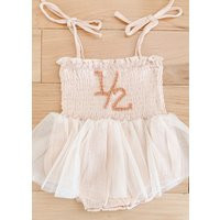 Half Birthday Romper First Outfit Hand-Embroidered 1/2 Birthday | Etsy (US)