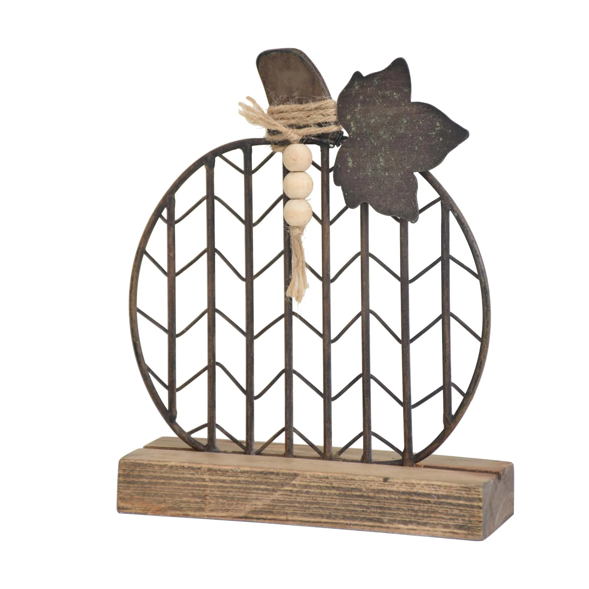 Parisloft 8.5"H Wood and Metal Pumpkin Accent Tabletop Decor | Walmart (US)