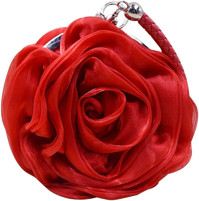 Buddy Women Rose Shaped Clutch Soft Satin Wristlet Handbag Wedding Party Purse | Amazon (US)