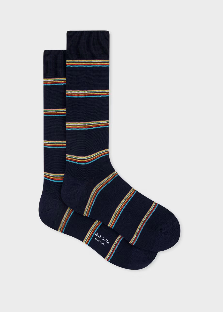 Navy Block 'Signature Stripe' Socks | Paul Smith (Global)
