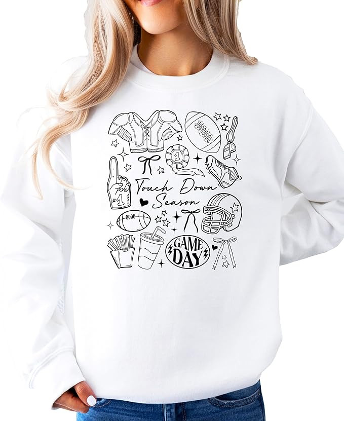 Olive Loves Apple Trendy Football Touchdown Sweatshirt for Women, Teens & Youth Cute Fall Sports ... | Amazon (US)