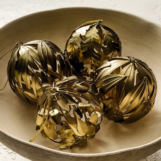Metal Botanical Ornaments (Set of 4) | West Elm (US)