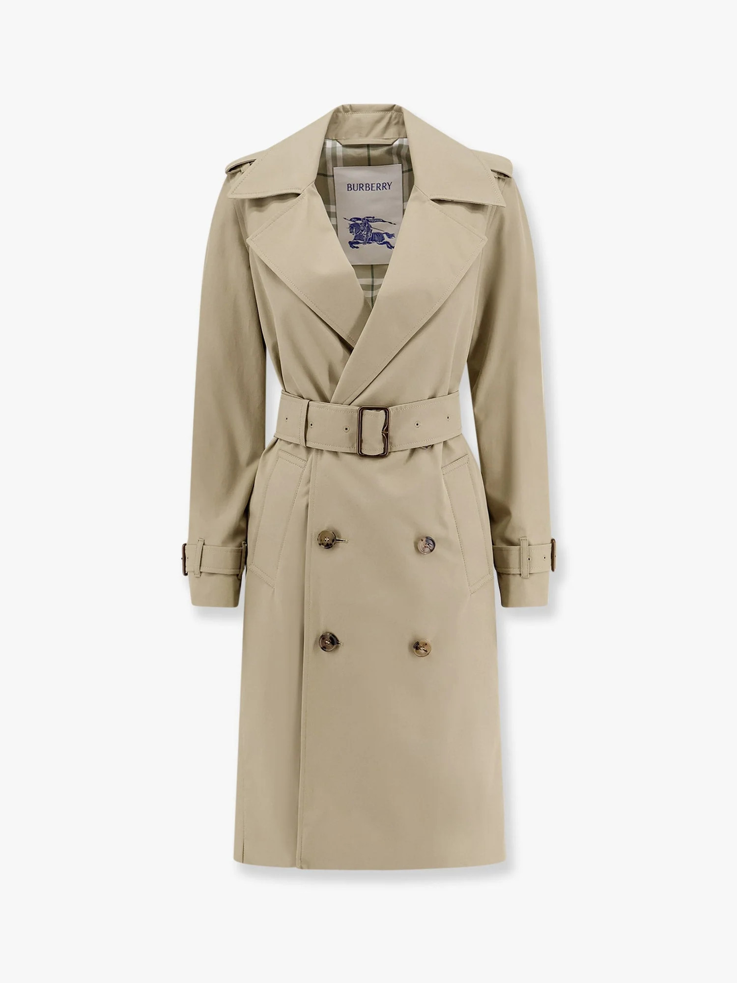 Trench in cotone biologico con interno check - BURBERRY - gender_Woman | Nugnes 1920