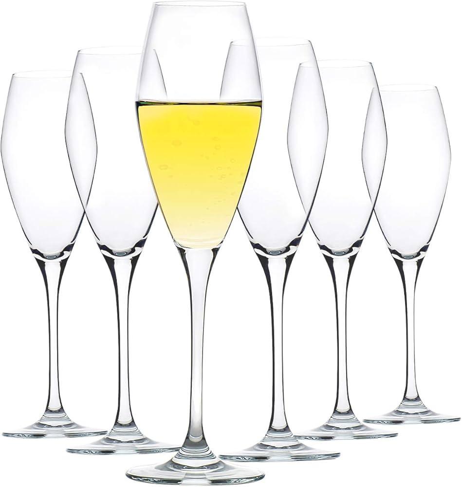 FAWLES Champagne Flutes Set of 6, Crystal Glass, 9 oz Champagne Glasses, Prosecco Sparkling Wine ... | Amazon (US)