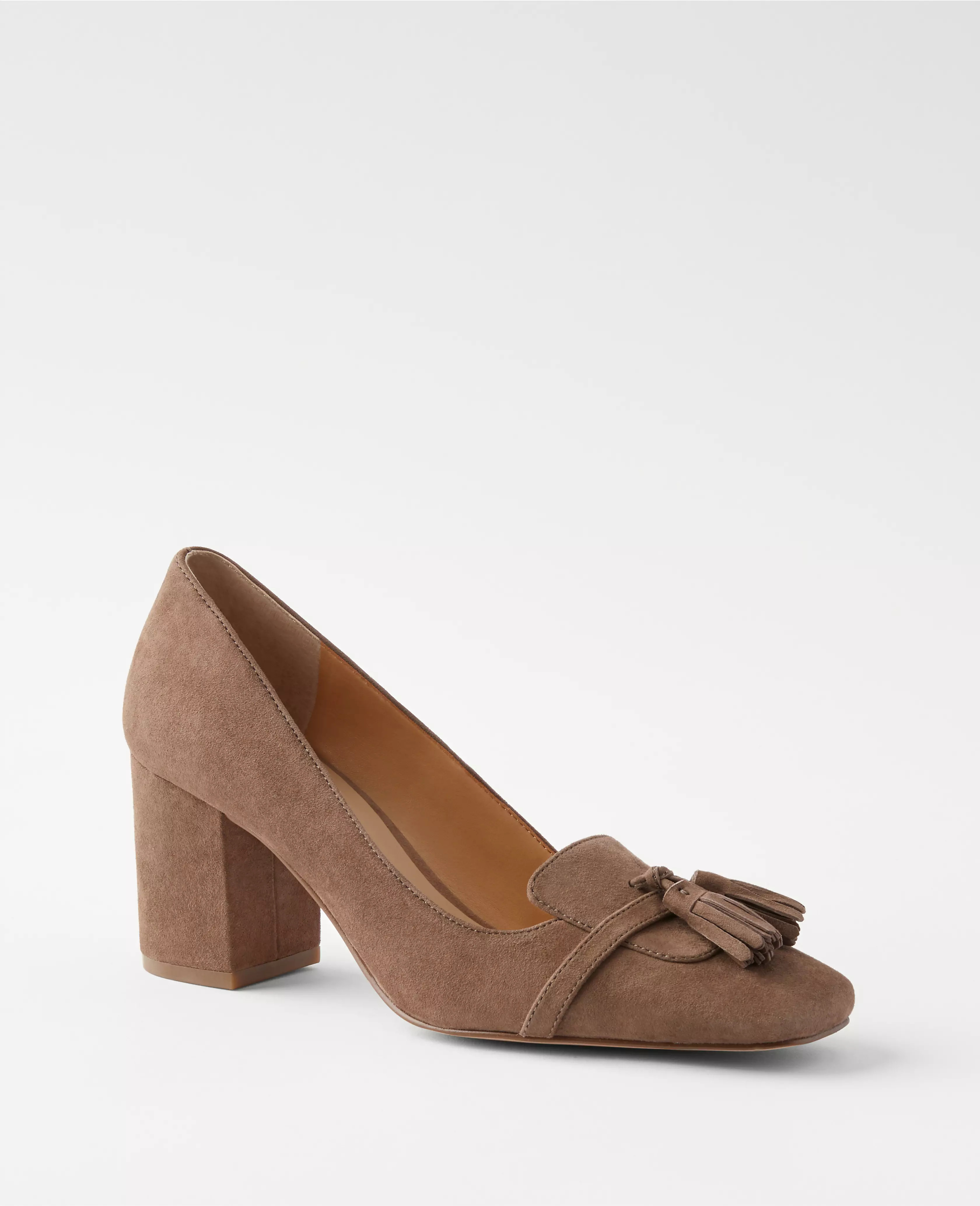 Suede Tassel High Block Heel Pumps | Ann Taylor (US)