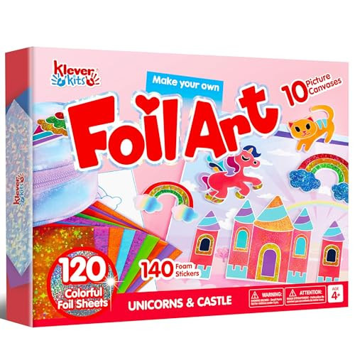 Klever Kits Foil Art Kit for Kids - Arts & Crafts Supplies, Mess Free Coloring, Foil Foam Stickers, Creative Travel Toys, Birthday Gifts for Boys & Girls Ages 4 and Up | Amazon (US)